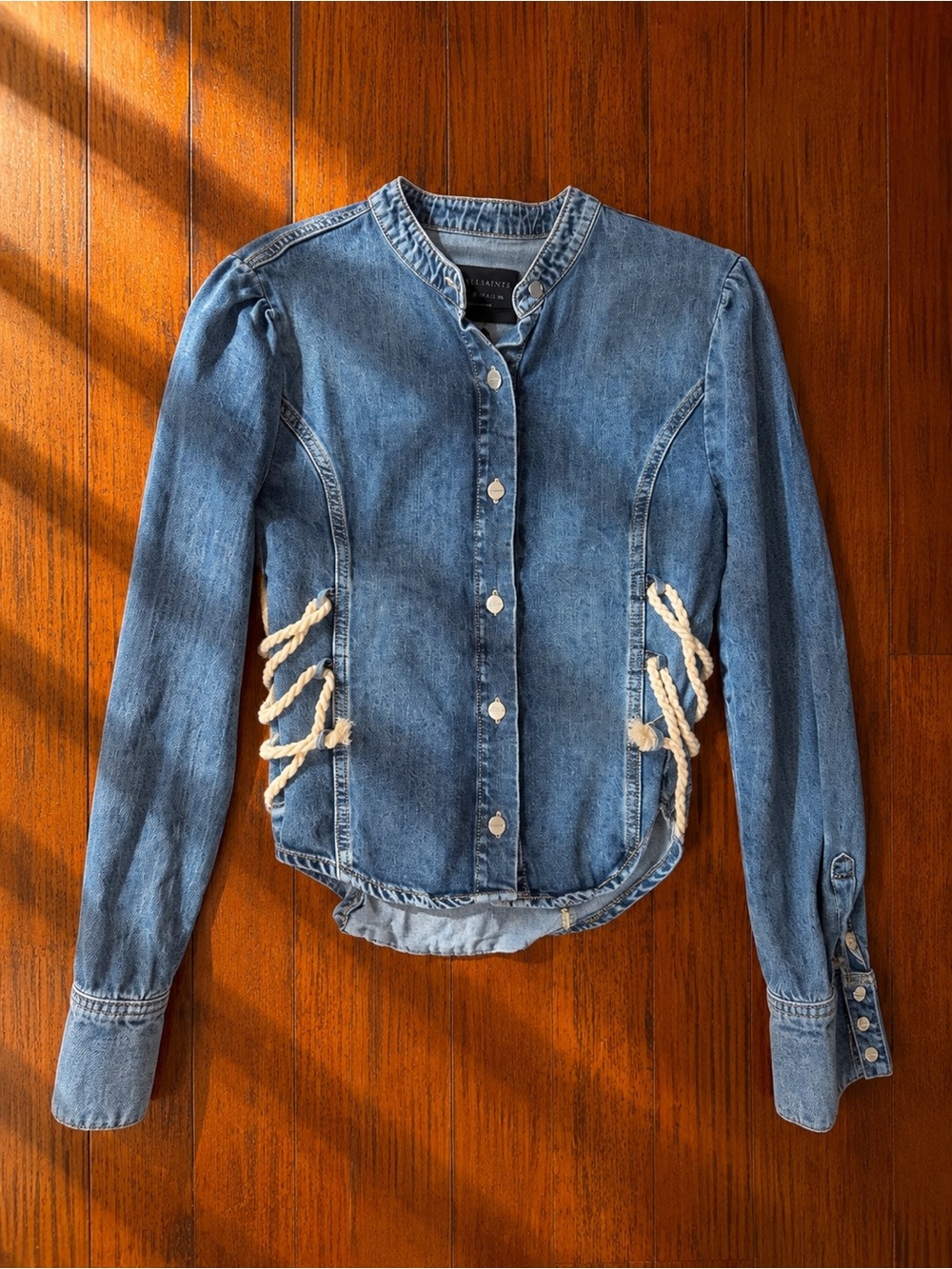 AllSaints Women's Evanna Denim Shirt Blue Sz 12 NWOT